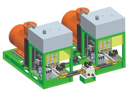 Vertical dual pump hydraulic station