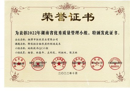 Hengxin Co., Ltd. won the QC Achievement Award